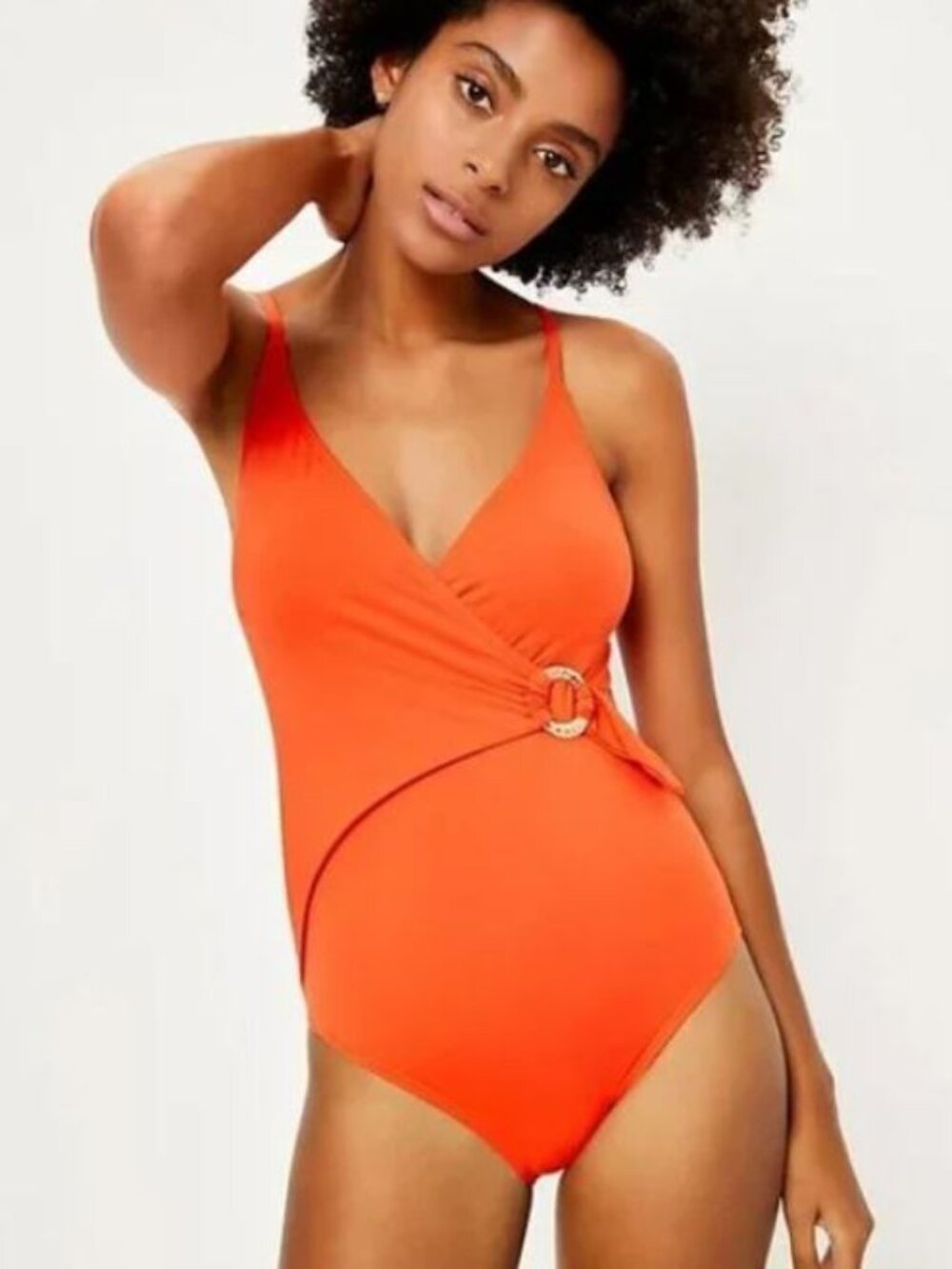 NWT LOFT Beach Wrap One Piece Orange Swimsuit Size S